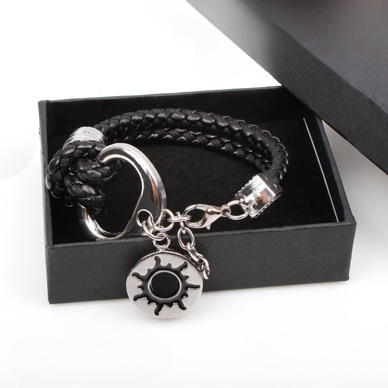 Snake leather woven bracelet men's personality fashion flame sun
